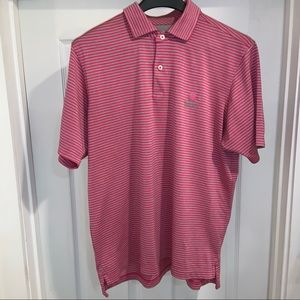 Fairways & Greene Pink/Gray Striped polo- Size: M- Old Head Logo